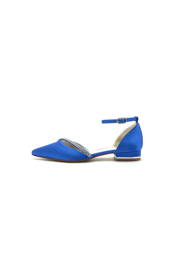 Pointed Toe Beaded Ankle Strap Kitten Heels - KissProm