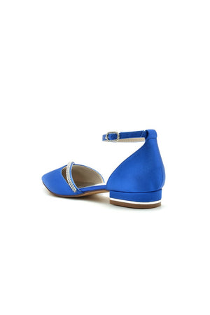 Pointed Toe Beaded Ankle Strap Kitten Heels - KissProm