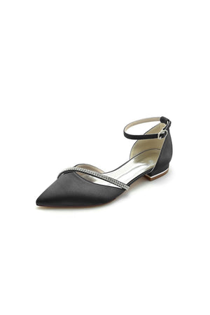 Pointed Toe Beaded Ankle Strap Kitten Heels - KissProm