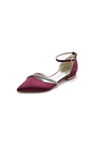 Pointed Toe Beaded Ankle Strap Kitten Heels - KissProm