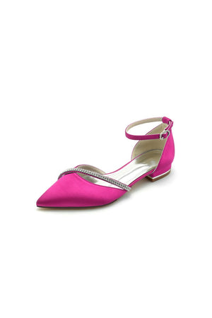 Pointed Toe Beaded Ankle Strap Kitten Heels - KissProm