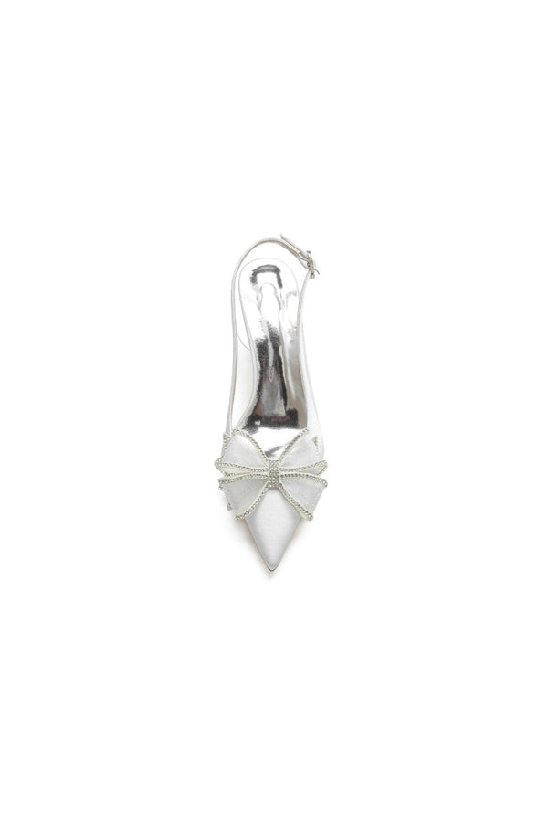Pointed Toe Chunky Heels with Bow - KissProm