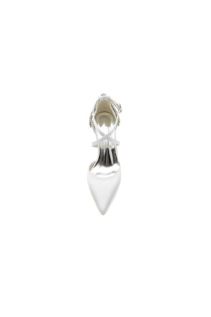 Pointed Toe Cross Strap With Rhinestones Stiletto Heels - KissProm