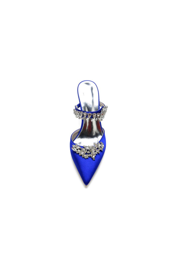 Pointed Toe Crystal Flower Strap Stiletto Heel - KissProm