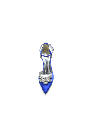 Pointed Toe Crystal Party Ankle Strap Heels Shoes - KissProm