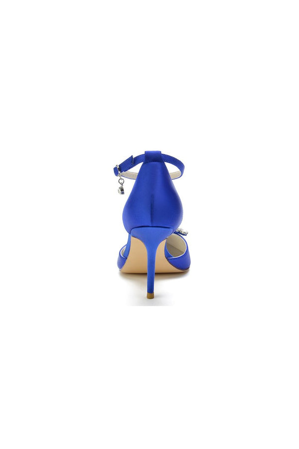Pointed Toe Crystal Party Ankle Strap Heels Shoes - KissProm