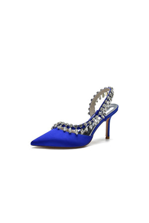 Pointed Toe Heels With Crystal Slingback Strap - KissProm