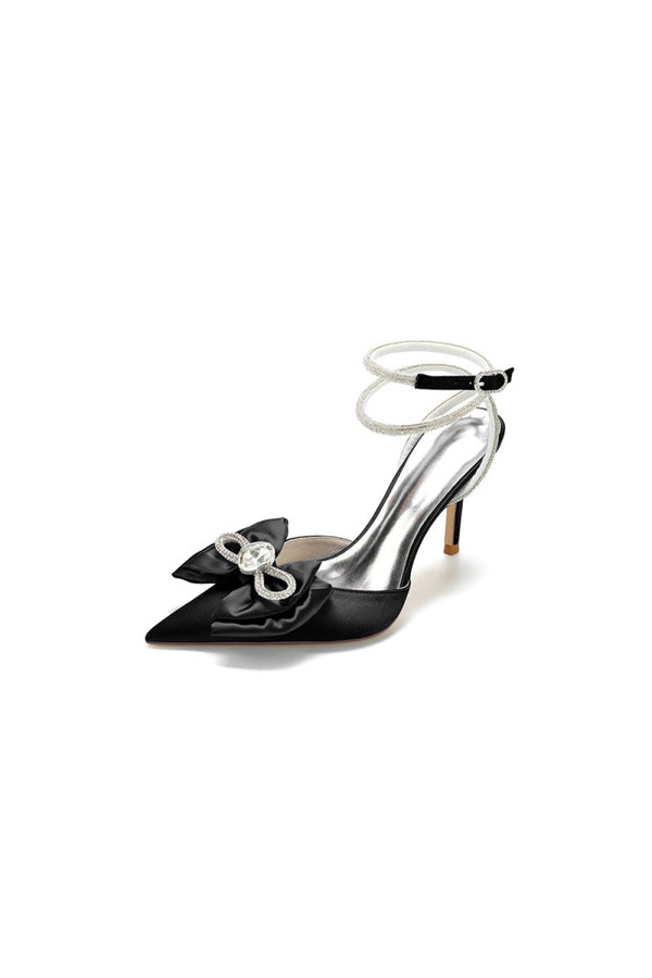 Pointed Toe Heels with Ribbon Bow - KissProm