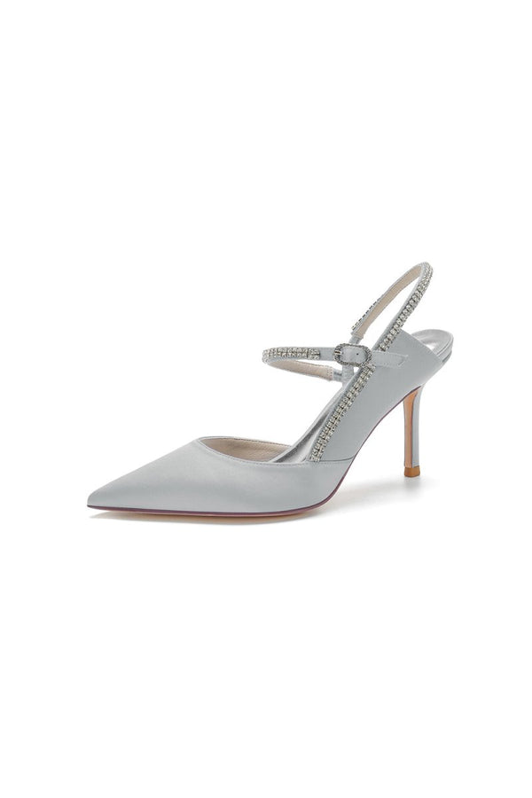 Pointed Toe Stiletto Heel with Crystal Strap - KissProm