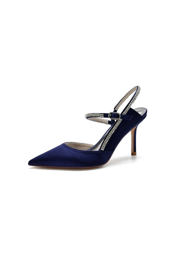 Pointed Toe Stiletto Heel with Crystal Strap - KissProm