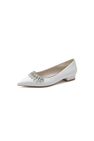 Pointed Toe Glitter Low Heels With Rhinestone - KissProm