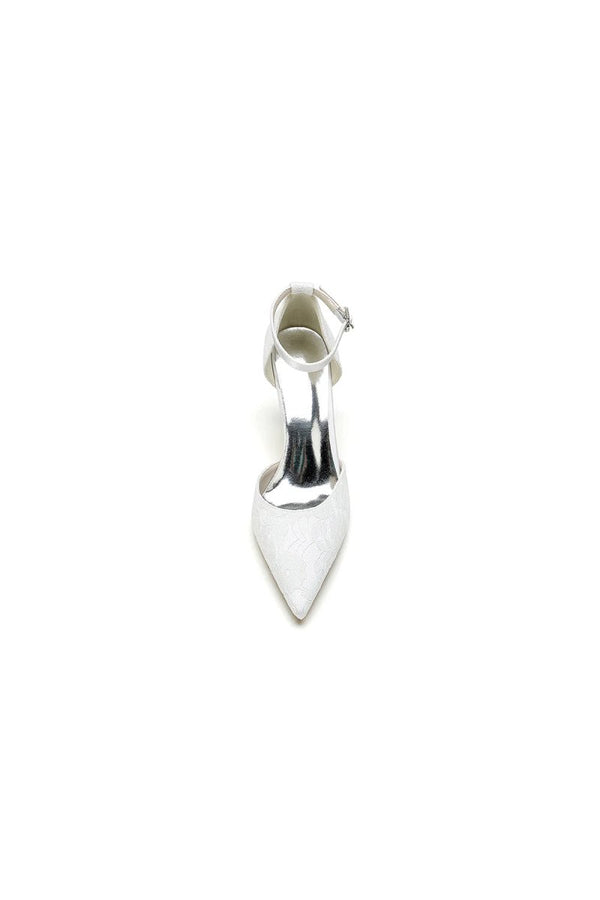 Pointed Toe Bridal Heels with Ankle Strap - KissProm