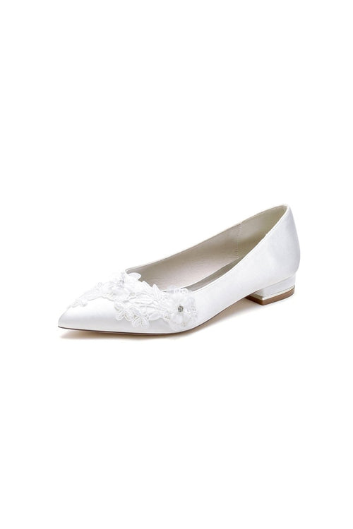 Pointed Toe Low Heels with Lace - KissProm