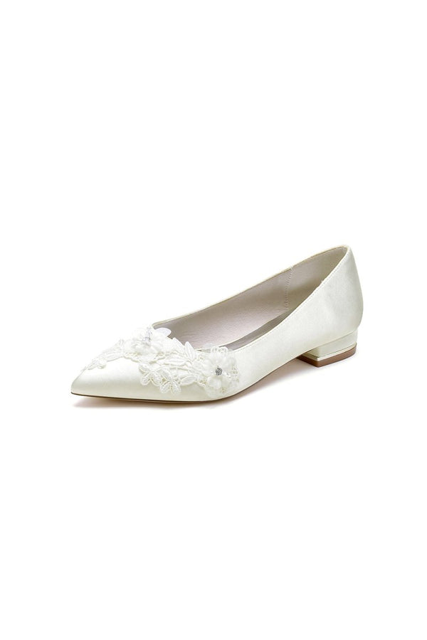 Pointed Toe Low Heels with Lace - KissProm