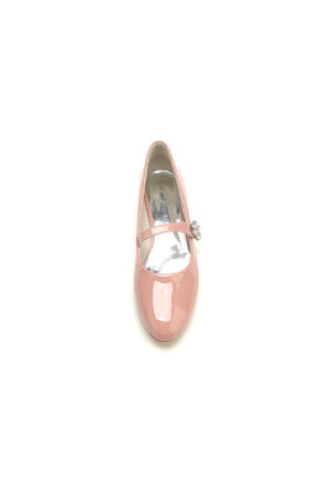 Pointed Toe Patent Leather Beaded Low Heels - KissProm