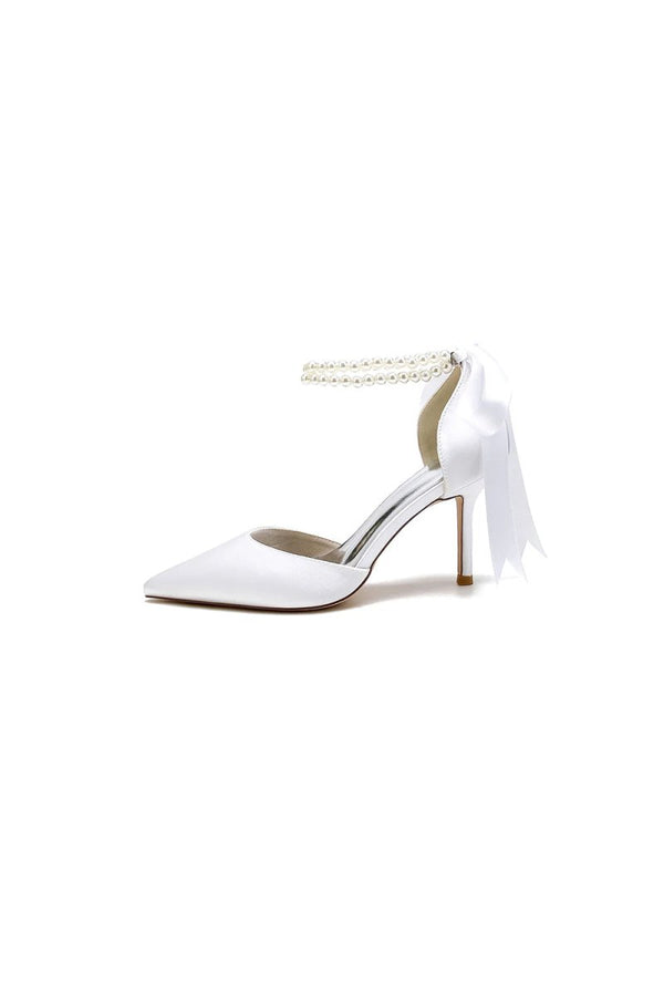 Pointed Toe Party Shoes with Ribbon Tie - KissProm