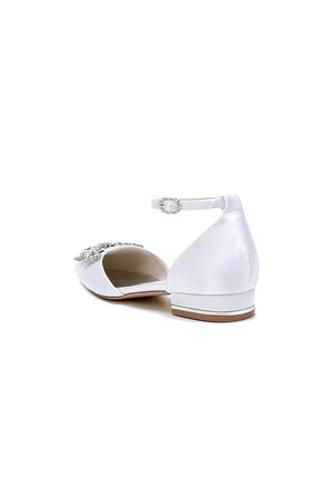 Pointed Toe Rhinestone Ankle Strap Kitten Heels - KissProm
