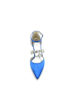 Pointed Toe Rhinestone Ankle Straps High Heels - KissProm