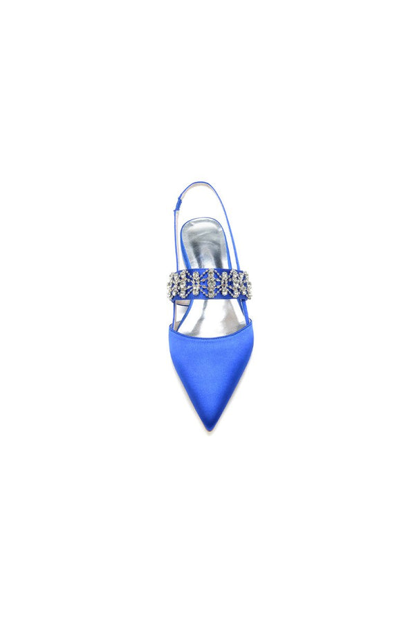 Pointed Toe Rhinestone Beaded Kitten Heels - KissProm