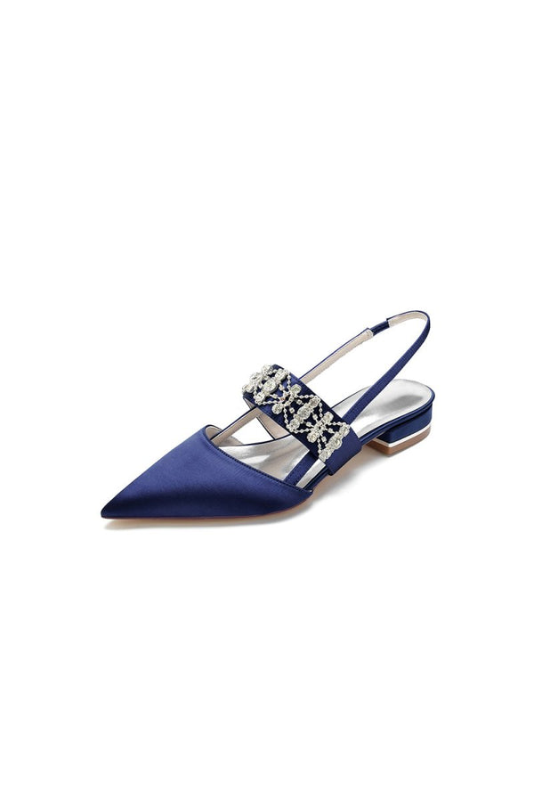 Pointed Toe Rhinestone Beaded Kitten Heels - KissProm