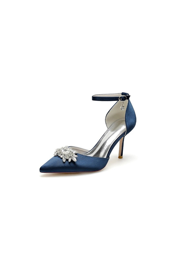 White Pointed Toe with Rhinestone Flower - KissProm