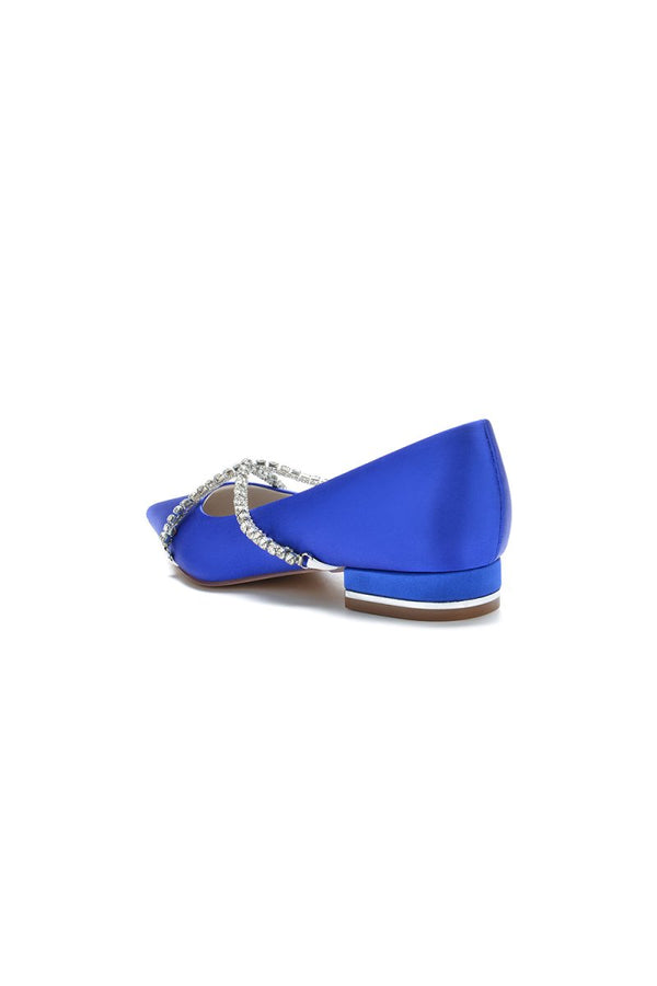 Pointed Toe Rhinestone Strap Kitten Heels - KissProm