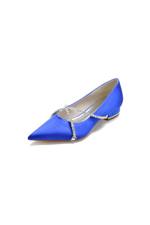 Pointed Toe Rhinestone Strap Kitten Heels - KissProm