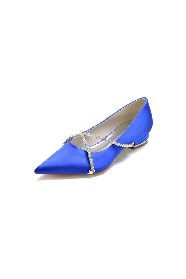 Pointed Toe Rhinestone Strap Kitten Heels - KissProm