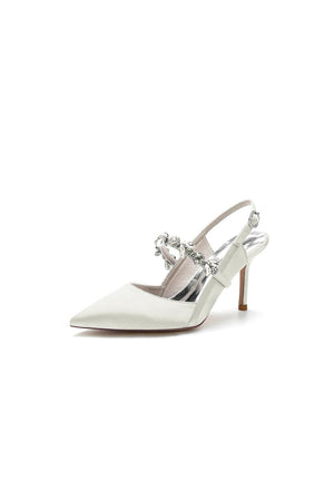 Pointed Toe Stiletto Heels with Rhinestone Strap - KissProm