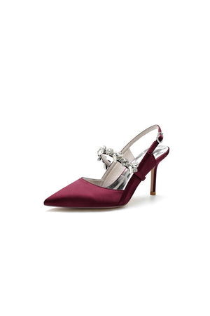Pointed Toe Stiletto Heels with Rhinestone Strap - KissProm