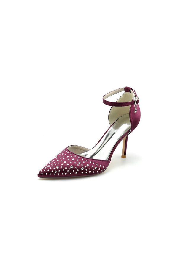 Pointed Toe High Heels with Ankle Strap - KissProm
