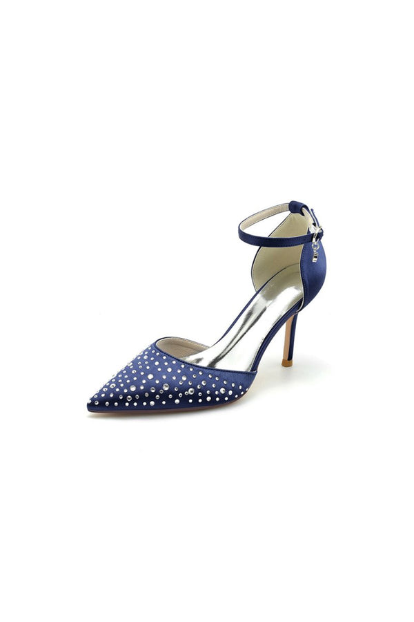 Pointed Toe High Heels with Ankle Strap - KissProm