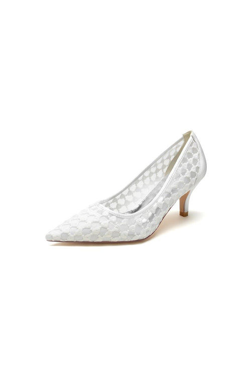Lace Pointed Toe Wedding Stiletto Heels - KissProm