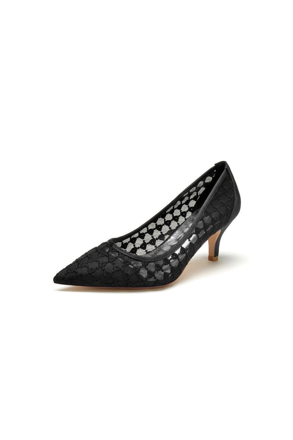Lace Pointed Toe Wedding Stiletto Heels - KissProm