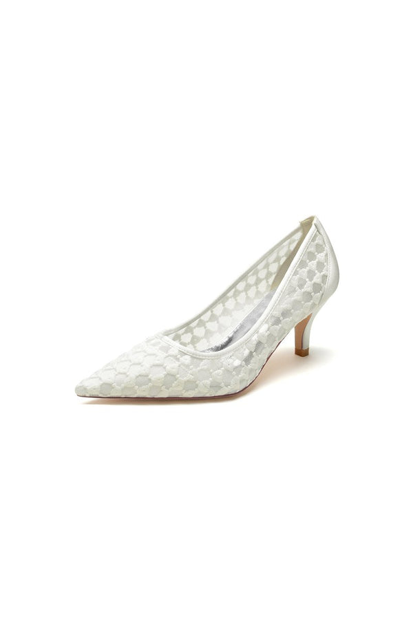 Lace Pointed Toe Wedding Stiletto Heels - KissProm