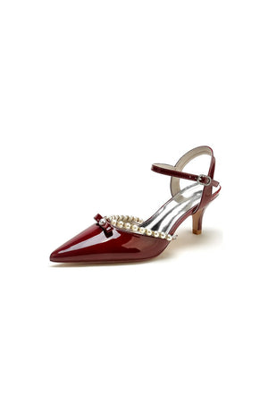 Pointed Toe Wedding Shoes with Pearl - KissProm