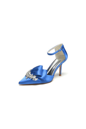 Pointed Toe With Rhinestone Stiletto Heels - KissProm