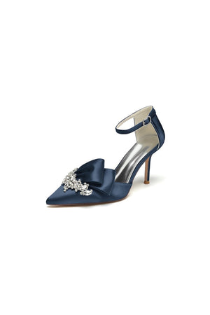 Pointed Toe With Rhinestone Stiletto Heels - KissProm