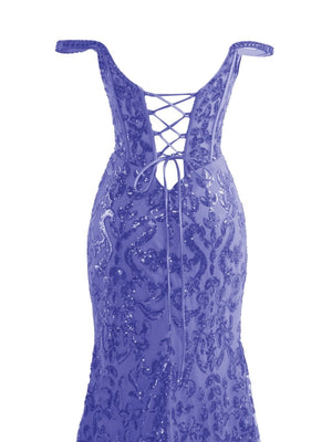 Purple Sheath Sequins Long Prom Dress with Slit – Prom Dress by KissProm | Available at KissProm