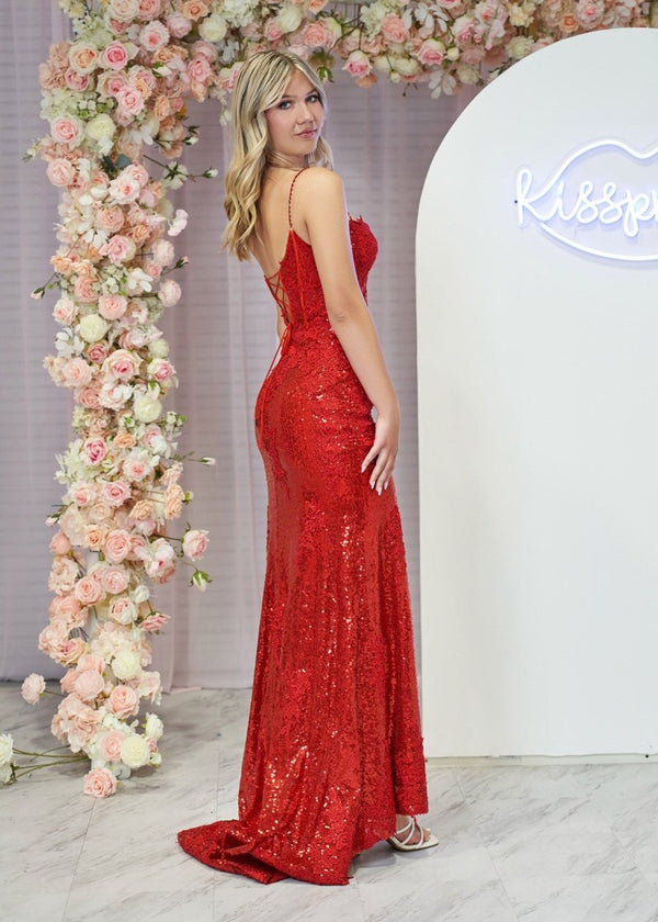 Mermaid Spaghetti Straps Appliques Prom Dress with Slit – Prom Dress by KissProm | Available at KissProm
