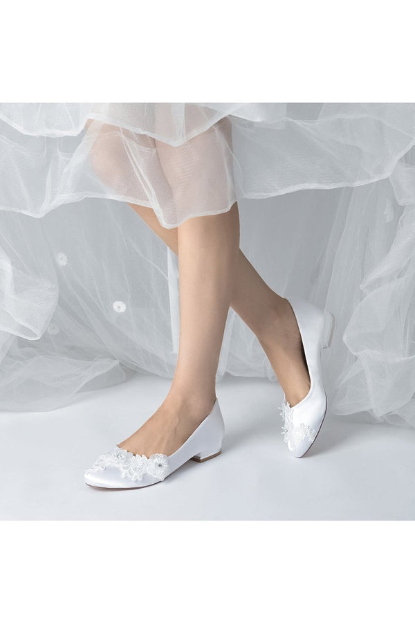 Retro Low Heel Shoes with Lace - KissProm