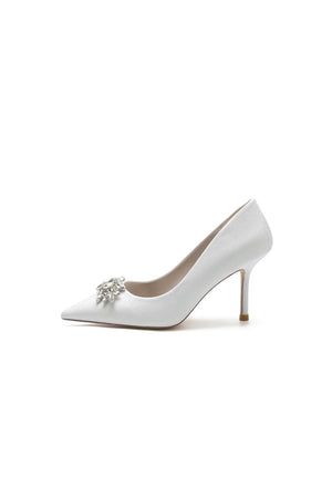 Rhinestone Beaded Glitter Pointed Toe Stiletto Heels - KissProm