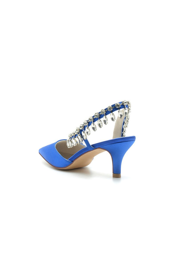Rhinestone Beaded Pointed Toe High Heels - KissProm