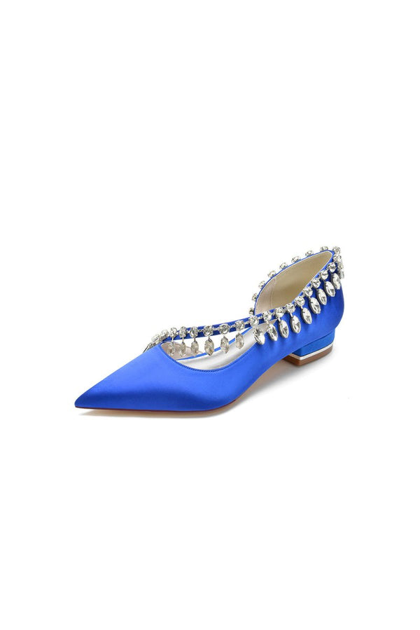 Rhinestone Beaded Pointed Toe Kitten Heels - KissProm