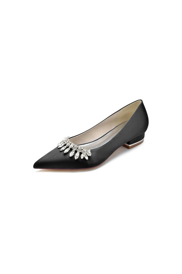 Rhinestone Cocktail Pointed Toe Flats - KissProm