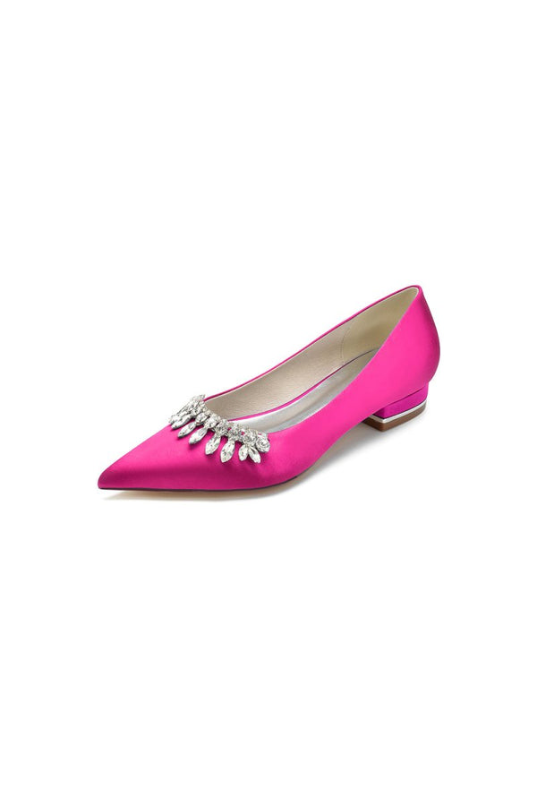 Rhinestone Cocktail Pointed Toe Flats - KissProm