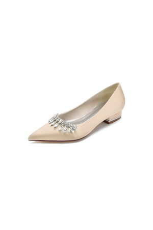 Rhinestone Cocktail Pointed Toe Flats - KissProm