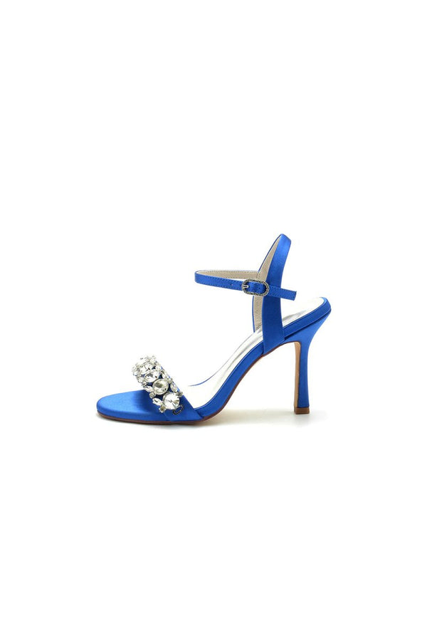 Rhinestone Open Toe Stiletto Heels - KissProm