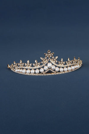 Rhinestone Pearl Wedding Tiara - KissProm