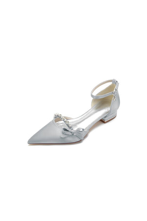 Rhinestone Pointed Toe Kitten Heels With Bow - KissProm